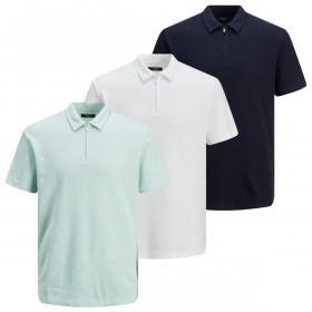 Jack & Jones Zip Neck Short Sleeve Regular Fit Mens Polo Shirt