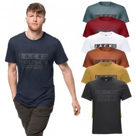 Jack Wolfskin Brand Organic Cotton Printed Crew Neck Mens T-Shirt