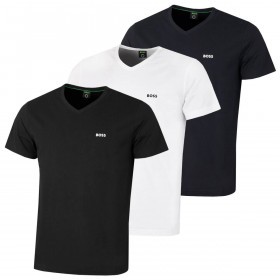 Hugo Boss V-Neck Tee Cotton Regular Fit Boss Logo Left Chest Mens T-Shirt
