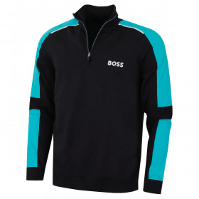 Hugo Boss 2024 Zelchior-X Water Resistant Half Zip Cotton Blend Mens Sweater