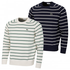 Lacoste 2024 Striped Crocodile Logo Cotton Fabric Classic Fit Mens Sweater