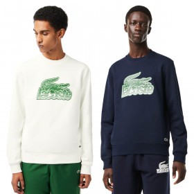 Lacoste 2023 SH5087 French Terry Retro Graphic Crew Neck Mens Sweater