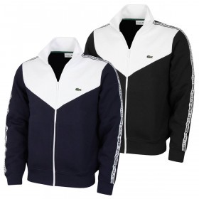 Lacoste 2023 SH5808 Brushed Fleece Cut & Sewn Colourblock Full Zip Mens Sweater