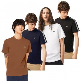 Lacoste 2023 TH5071 Cotton Jersey Branded Tape Crew Mens T-Shirt