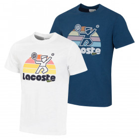 Lacoste 2024 Crocodile Logo Graphic Print Retro Design Cotton Mens T-Shirt
