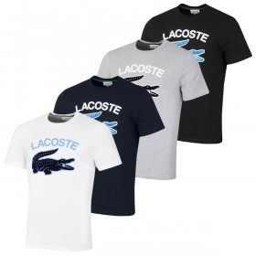 Lacoste 2023 TH9681 Jersey Cotton Fabric Crocodile Crew Neck Mens T-Shirt